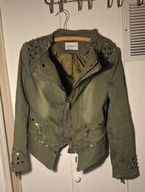 Fashion sx Olive Green Women's Moto Jacket